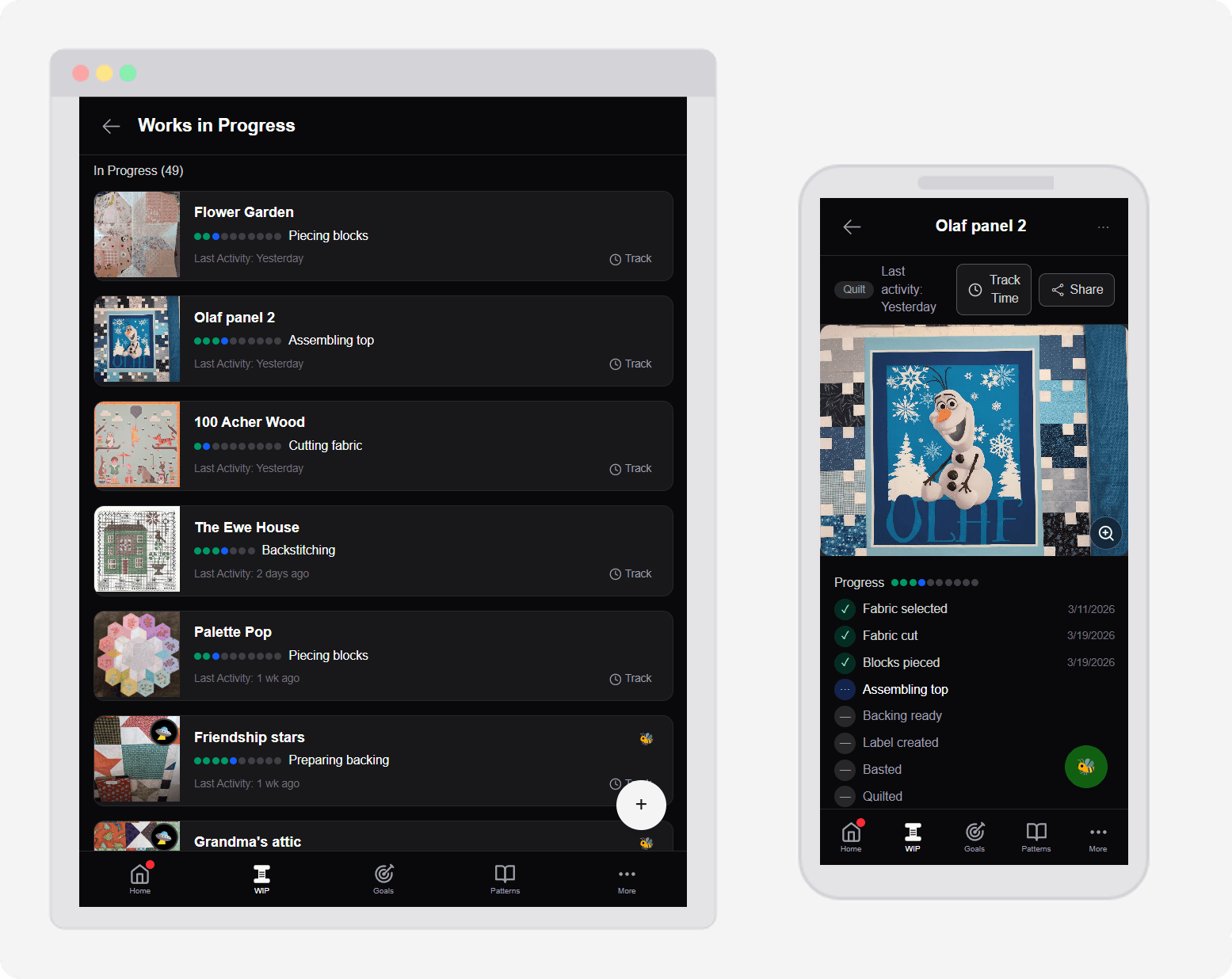 Project detail view showing workflow steps and time tracking